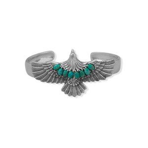 8" Unisex Sterling Silver Native American Turquoise Eagle Cuff Bracelet